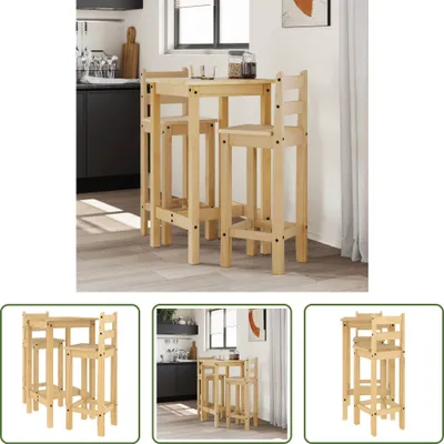 Produktbild von The Living Store 3-tlg. Bar-Set Massivholz Kiefer