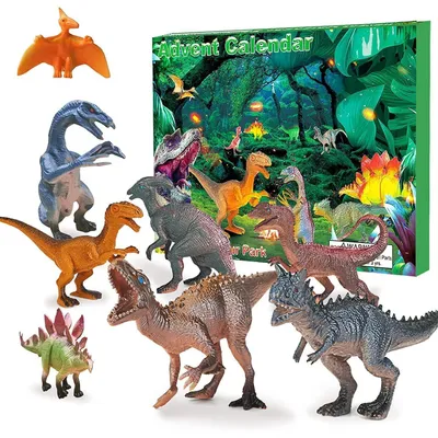 Produktbild von Adventskalender Dinosaurier 2026 Kinder mit 24 Überraschungen T-Rex Triceratops Velociraptor
