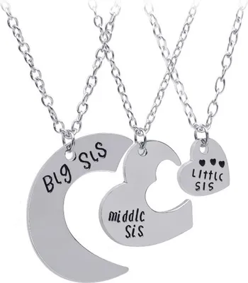 Imagen del producto de INF Collares para hermanas "Hermana mayor", "Hermana mediana" y "Hermana pequeña" Plata