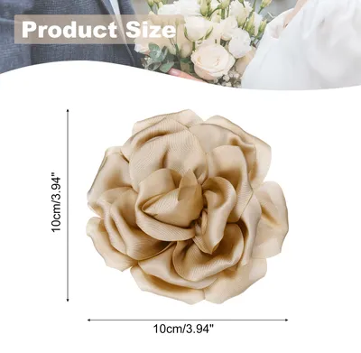 Produktbild von Seiden-Satin-Blumenbrosche Pin 4", Gro?e Pfingstrosen-Blumenreversnadel fš¹r Frauen Hochzeit Party Geburtstag Tanz Bankett Kleid Hut Tasche Dekoration, Khaki