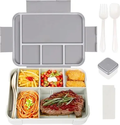 Image de Boîte à lunch 1 330 ml, 6 compartiments, sans BPA, adaptée au micro-ondes, pour enfants et adultes