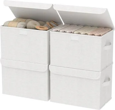 Produktbild von Aufbewahrungsboxen mit Deckel, faltbare Kleiderschachteln, 4 Stück, 26 x 20 x 17 cm