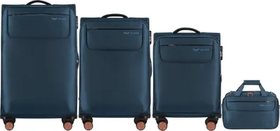 Produktbild von Wings TERN Reisegepäckset: 3 Koffer + Handtasche, Teal, Poly, Teleskopgriff