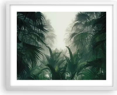Produktbild von Gerahmtes Poster - Weißer Rahmen - Dschungel Blätter Palmen - 50x40 cm - Wand Bild - Wanddeko - Wandbilder - Kunstposter - Wandposter - Bilderrahmen - Bilder - Kunstdruck - P2WAA50x40-4504