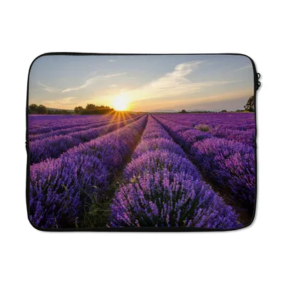 Produktbild von MuchoWow® Laptop Hülle 15 Zoll Lavendel - Blumen - Sonnenuntergang - Lila Laptoptasche - Laptoptasche - Sleeve - Rundum-Schutz