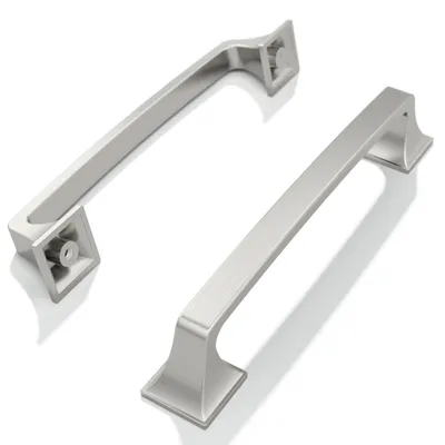 Möbelgriffe 10er-Set, gebürstet Nickel, 128 mm Lochabstand