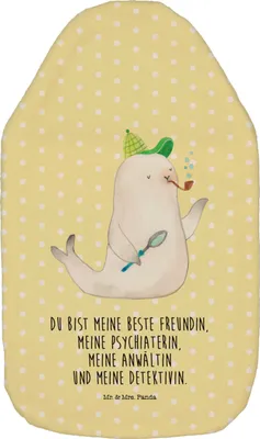 Produktbild von Mr. & Mrs. Panda Wärmflasche Robbe Sherlock - Gelb Pastell - Geschenk, Wärmflaschen, naturkautschuk, Lustige Sprüche, gummi, Wärmekissen, Bettflasche