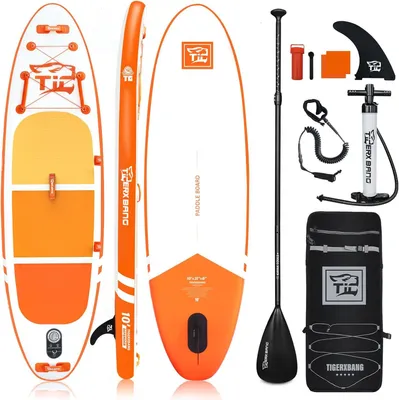 Produktbild von Aufblasbares Stand-Up-Paddleboard mit den Maßen 305 x 76 x 15 cm, ausgestattet mit einem Schnellverschlusssystem und inklusive Rucksack