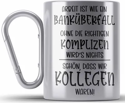Produktbild von Trendation - Jobwechsel Edelstahl Tasse Karabiner Geschenk Kollegen Kollegin Abschied Abschiedsgeschenk Neuer Job Karabiner Edelstahl Tasse Karabiner Edelstahl Geschenkidee (Silber)