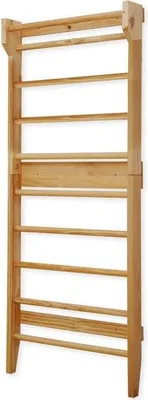 A wooden wall bar unit against a white background.