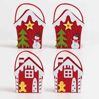 Produktbild von Weihnachtliche Filztaschen 4er Set – Geschenkverpackung Weihnachten & Nikolaus – Wiederverwendbare Geschenktüten in 2 Größen – Filzbeutel mit Schneemann, Tannenbaum & Lebkuchenmann
