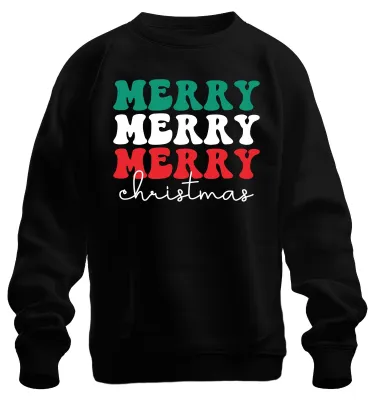Produktbild von Merry Merry Merry Christmas - Weihnachten Weihnachtsgeschenk Sweatshirt Pullover, Schwarz, XL