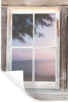 Produktbild von MuchoWow® Wandtattoo Wandsticker Wandaufkleber Aussicht - Strand - Meer 80x120 cm Selbstklebend und Repositionierbar - Repositionierbar - Wasser abweisend