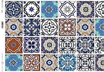 Image de Papier de riz pour découpage A3 ITD-R237L carreaux colorés