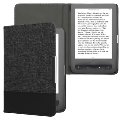 Zdjęcie produktu dla kwmobile Pokrowiec kompatybilny z Pocketbook Touch Lux 3/Basic Lux/Basic Touch 2 - Płócienny pokrowiec ochronny na czytnik eReader - Antracytowa czerń