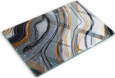 Produktbild von Abdeckung Glas - Küchenabdeckung - 80x52 cm - Abdeckplatte -Rock mit Gold