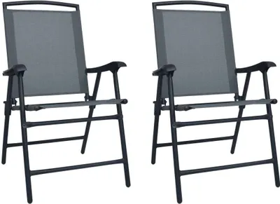 Image de Chaises de jardin pliables lot de 2 Textilène Gris
