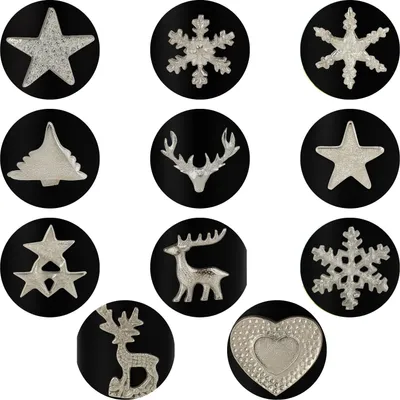 Produktbild von Marrakesch 4er Set Kerzenstecker Silber 6x6cm | Candle Pins Stecker für Adventskranz, Stumpenkerzen & Kerzenhalter als Stern Deko Muster Caloge | Weihnachtsdeko Adventsdeko Kerzenpin Pin zum Stecken