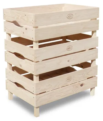 Holzkisten, natur, 3er Set, 45 x 30 x 19 cm, stapelbar