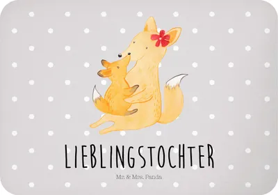 Produktbild von Mr. & Mrs. Panda magnet Fuchs Mama - Grau Pastell - Geschenk, whiteboardmagnet, Tochter, Muttertag, Dekomagnet, küchenmagnet, haftmagnet, Kühlschrankmagnet, Schoß
