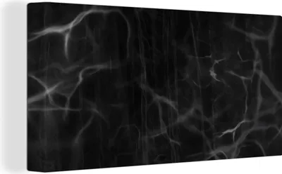 Produktbild von MuchoWow® - Leinwandbilder - Marmor - Muster - Schwarz, Wandbild, Wanddeko Bilder Wohnzimmer, 80x40cm
