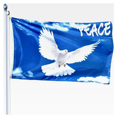 Produktbild von Friedensflagge 150 x 90 cm Gartenflagge, langlebig, Friedenstaube Flagge aus Polyester für Innen- und Außendekoration
