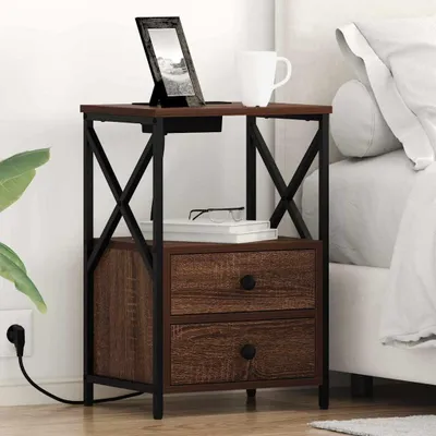 Produktbild von vidaXL Nachttisch Braun Eichen-Optik 40 x 31 x 60 cm Holzwerkstoff