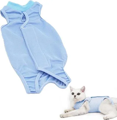 Produktbild von Sterilisatijas für Katzen und Hunde, Postoperativer Schutz, Sommerkleidung, dünne Hunde- und Katzenkleidung, blau, Komfort, Größe L