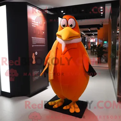 Produktbild von Orangefarbenes REDBROKOLY Pinguin-Maskottchenkostüm mit Abendkleid und Geldbörse
