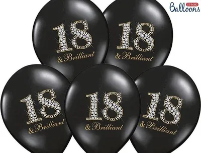Zdjęcie produktu dla Balony Lateksowe, 18 Urodziny, Pastelowe Czarne, 30cm, 6szt.