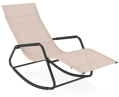 Produktbild von COSTWAY Schaukelliege, Sonnenliege, Liegestuhl, ergonomische Schwingliege, Gartenliege bis 160 kg, Relaxliege für Garten, Terrasse, Balkon, Beige