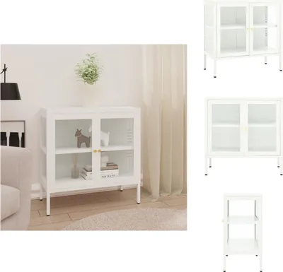Immagine prodotto di vidaXL Credenza bianca 70x35x70 cm in acciaio e vetro - Credenze