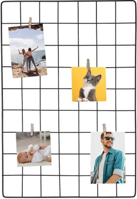 Produktbild von Home Styling Collection Fotorahmen | Wandgitter | Metallgitter für Fotos Notizen mit Holzklammern 56x38 cm