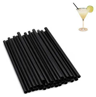 Produktbild von Wiederverwendbare schwarze Strohhalme 19,5 cm, 30 Stück, PVC für Getränke
