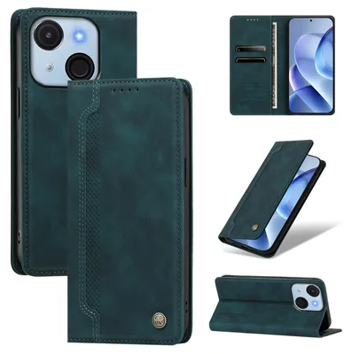 Produktbild von Handyhülle für itel A50C, Leder Wallet Klapphülle mit Standfunktion, Stoßfeste Schutzhülle Grün