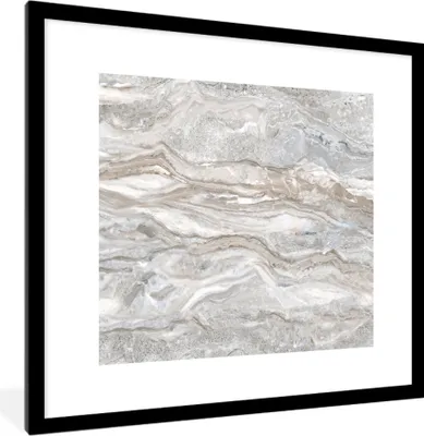Produktbild von MuchoWow® MuchoWow® Gerahmtes Poster Marmor - Textur - Grau 40x40 cm - Poster mit zchwarzem Bilderrahmen - Poster - Plakat im Rahmen