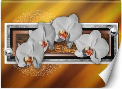 Produktbild von Vlies fototapete Geometrie und Orchidee 300x210 cm Feeby Braun inkl. Kleber einfache Montage