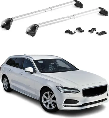 Image de Barres de toit transversales pour Volvo V90 2016-2025 Alu Gris Argenté 2Pcs ABE