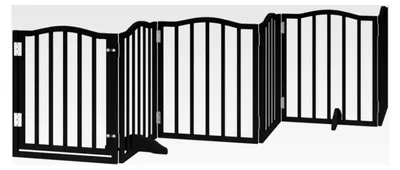 Produktbild von Faltbares Hunde-Sicherheitsgitter für den Innenbereich, ohne Bohren, 6 Paneele, 300 cm, schwarz, Pappelholz