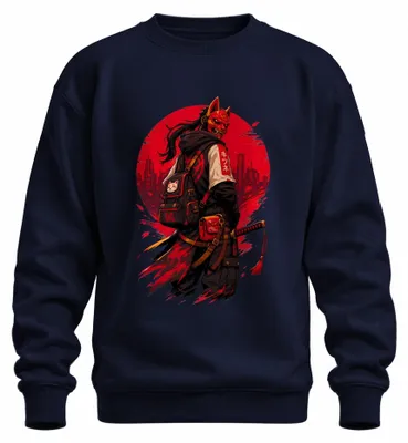 Obrázek produktu pro Cyberpunková maska ninji Kitsune, japonský motiv samurajů, mikina s kapucí ve stylu Y2K, tmavě modrá, velikost L