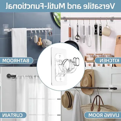 2er-Pack transparente selbstklebende Gardinenstangenhalter ohne Bohren, ideal für Badezimmer und Wohnzimmer, vielseitiger