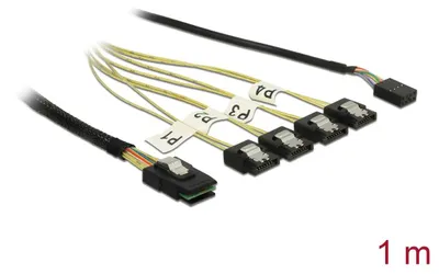 Image de Delock 85682 DELOCK Kabel MiniSAS SFF-8087 > 4xSATA 7Pin + Sideband 1m