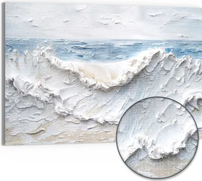 Produktbild von DEQORI Hybrid Leinwand Bild 90x60 cm 'Wogen der Stille' Wandbild Glas flach modern