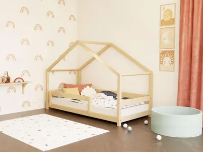 Produktbild von Hausbett LUCKY mit Giebel - Weiß - 80x160 cm - Mit offenem Eingang