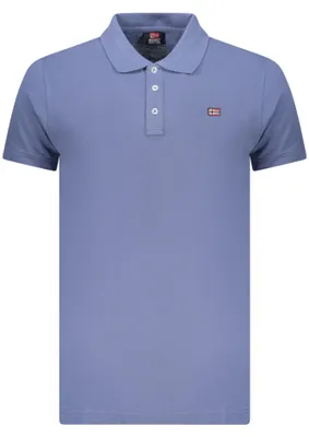 Produktbild von Herren Poloshirt Kurzarm Blau mit Applikation & Logo - 3 Knöpfe