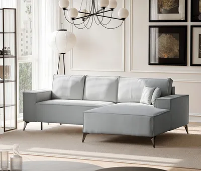 Produktbild von IDOHOME-Polsterecksofa OTIS mit Schlaffunktion und Bettkasten 294 cm Grau Rechtsseitige Polsterecke Wohnlandschaft Sofa 144x244 cm Monolith 85