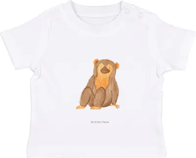 Produktbild von Mr. & Mrs. Panda  T-Shirt Affe 6. - 12. Monat - Weiß - Geschenk, Kinder, Motivation, Afrika, Liebe, Selbstbewusstsein, Babyshirt, Affen, Respekt, Kleinkind Shirt, Baby