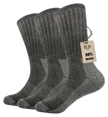 Productafbeelding van Wandelsokken merinowol heren - Thermosokken - 3 paar - Crewsokken - Maat 5,5-8 en 7,5-10,5