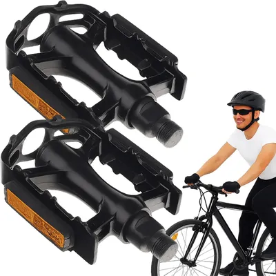 Zdjęcie produktu dla 2x pedał pedały rowerowe platformowe z odblaskami czarne komplet 2 szt do roweru miejskiego trekkingowego
