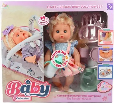 Produktbild von Interaktive Babypuppe 33cm - Trinkt, macht Pipi & Weint - Realistisches Puppenset